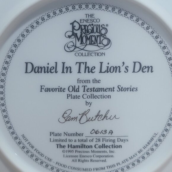 Enesco Precious Moments Daniel In The Lion's Den Decorative Plate The Hamilton C - Picture 5 of 12